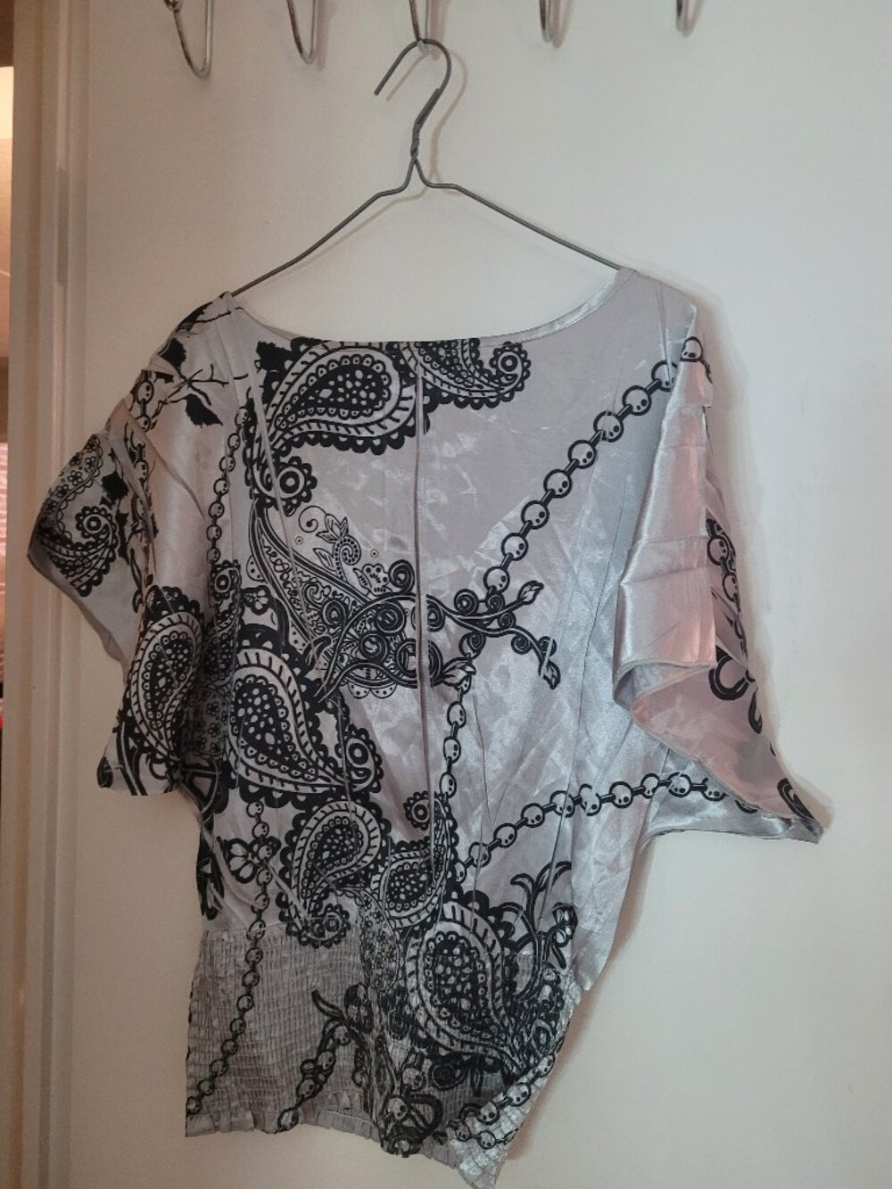Silk Dress - Silver and black